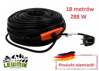 Kabel grzejny 18m 288W Przewód Grzewczy Niemiecki + 25 opasek
