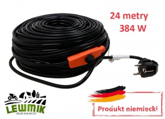 Kabel grzejny 24m 384W Przewód Grzewczy Niemiecki + 30 opasek